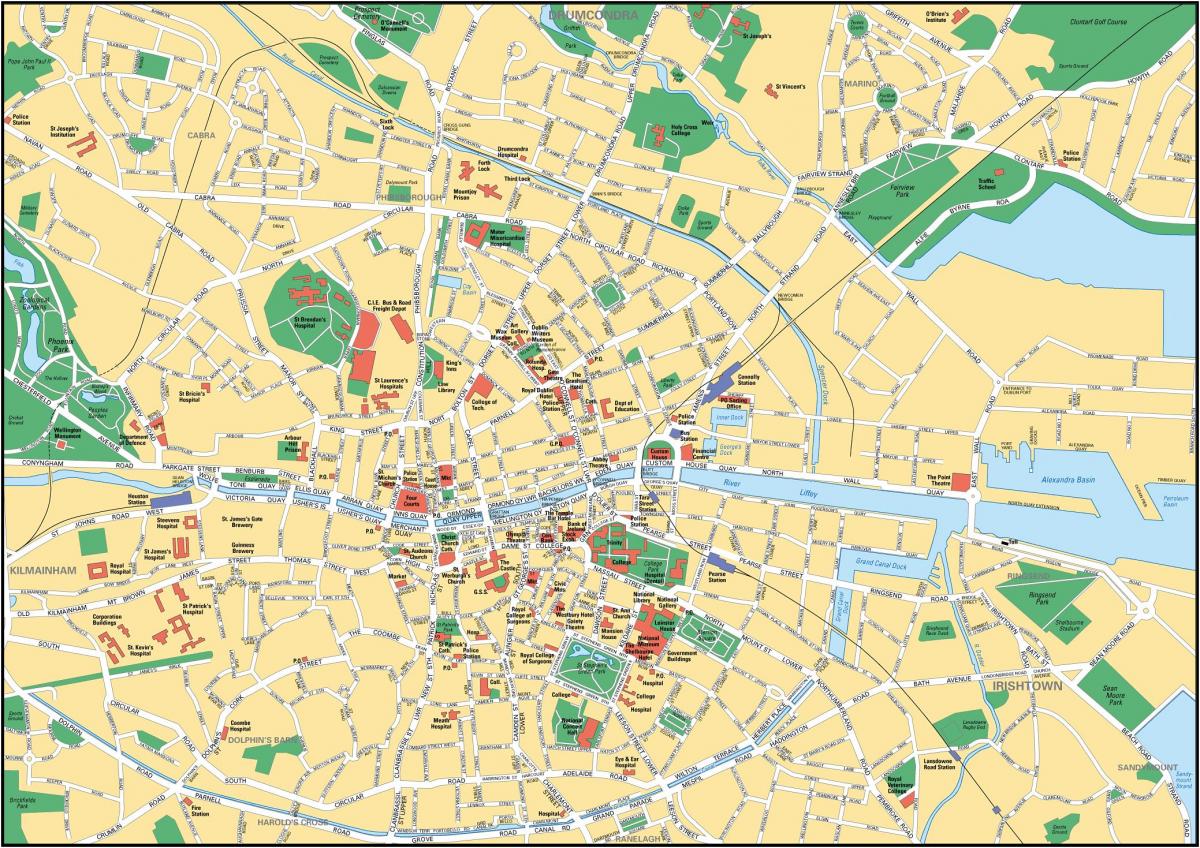 Mapa de la ciudad de Dublín