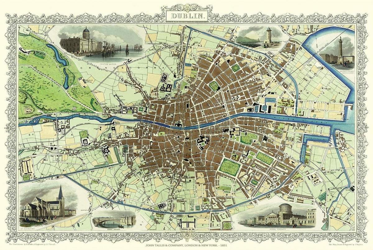 Mapa antiguo de Dublín