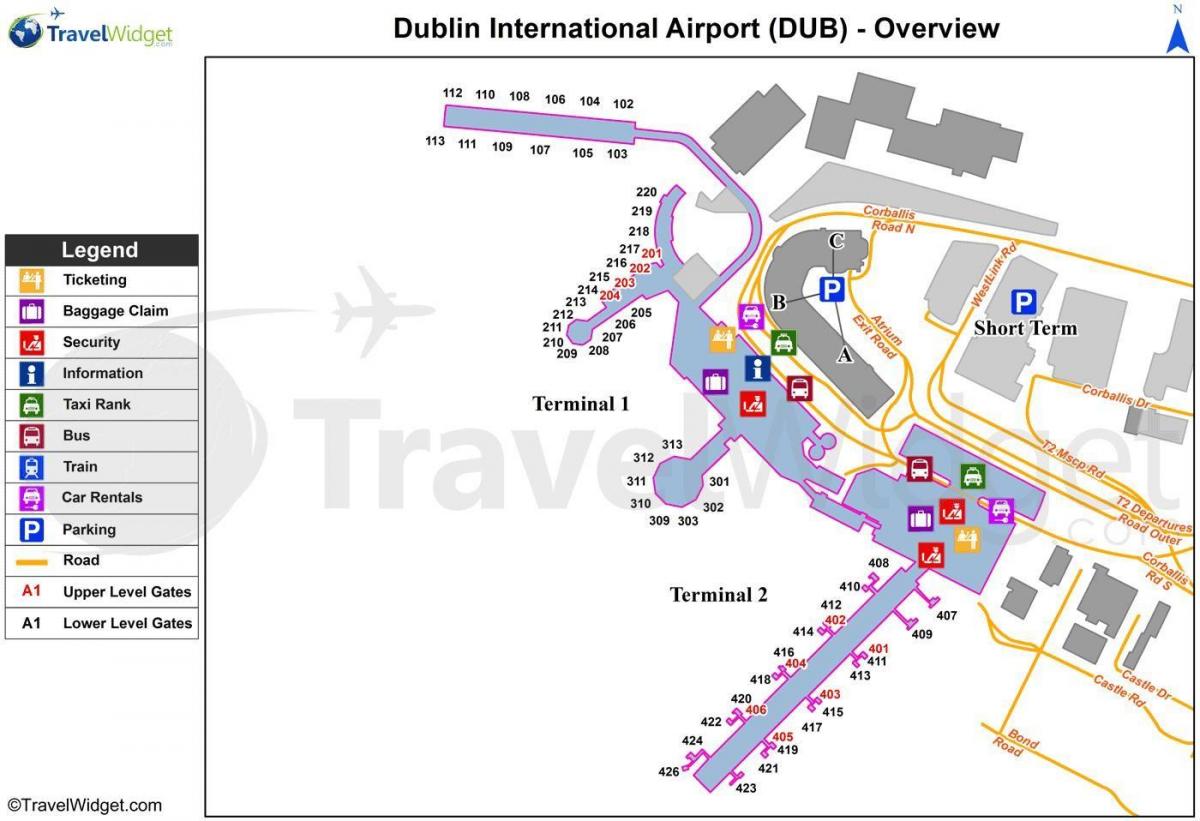 Mapa de la terminal del aeropuerto de Dublín